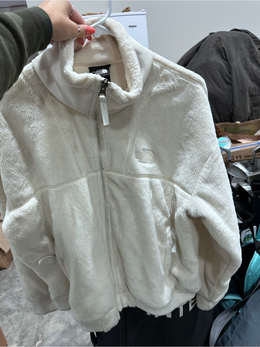 The North Face Cream Teddy Fleece Full-Zip Jacket